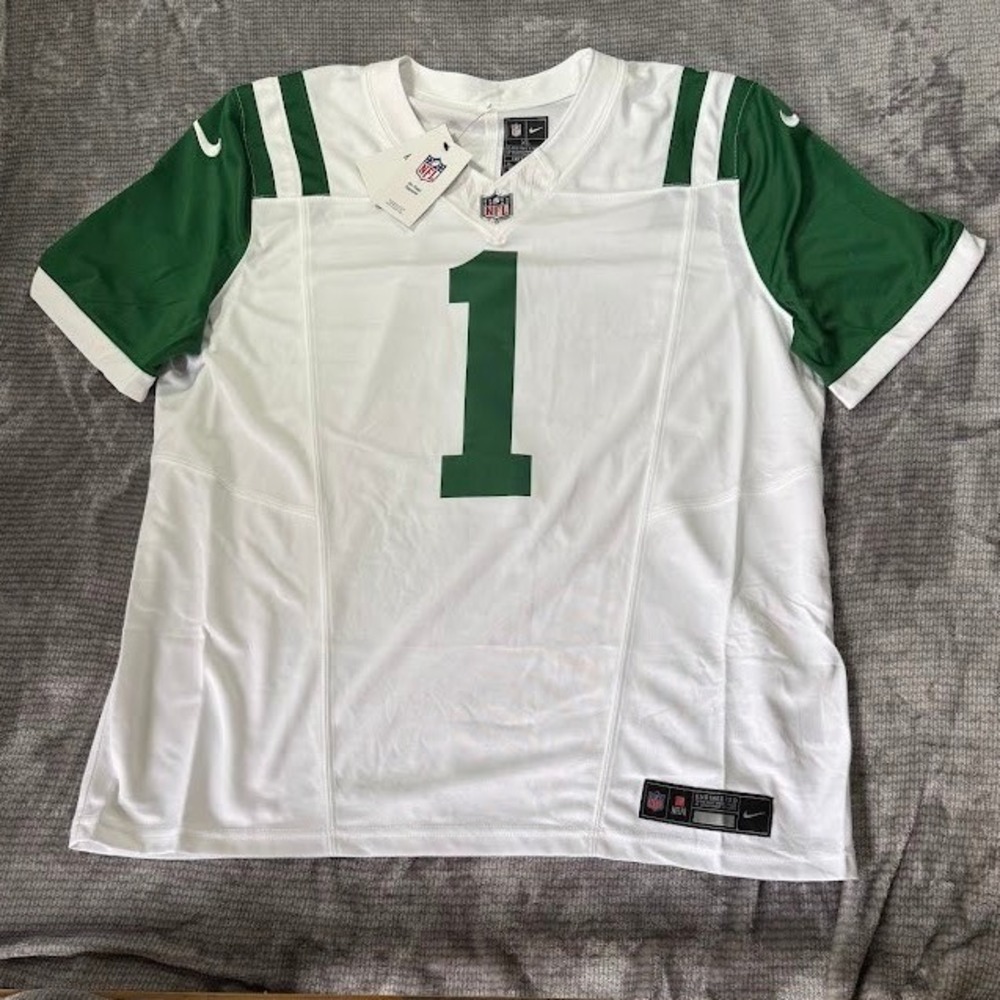 Nike New York Jets Sauce Gardner Jersey White Green #1 XL Dri-FIT Vapor New.